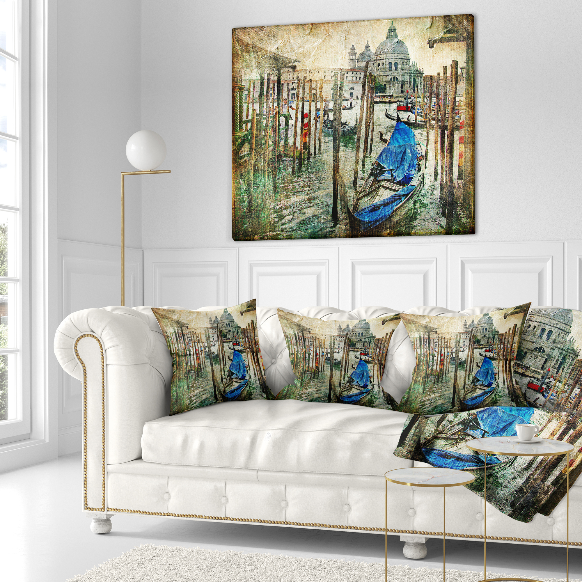 Designart Beautiful Venice - Landscape Printed Throw Pillow - 16x16