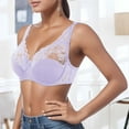 thumbnail image 2 of Fsqjgq Floral Lace Bras for Women Plus Size Large Bust Gathered Push Up Bras Thin Cup Adjustable Padded Underwire Bras Bralettes Underwear Purple Size 90D, 2 of 4