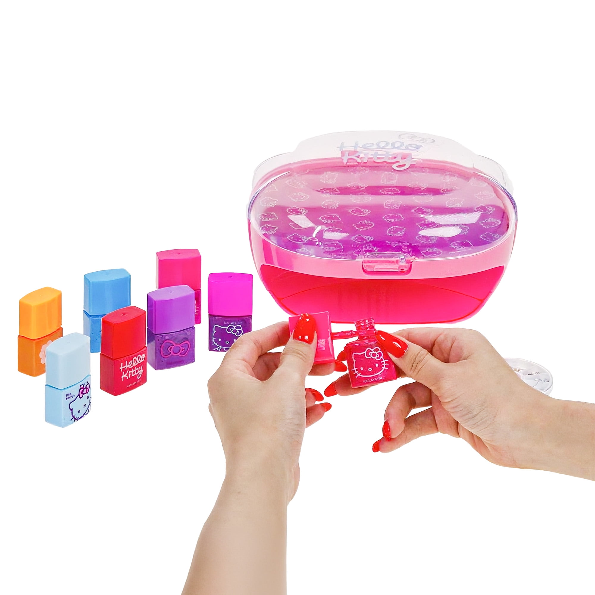 hello kitty nail polish and accessories set with nail dryer, kids, girls ages 3+