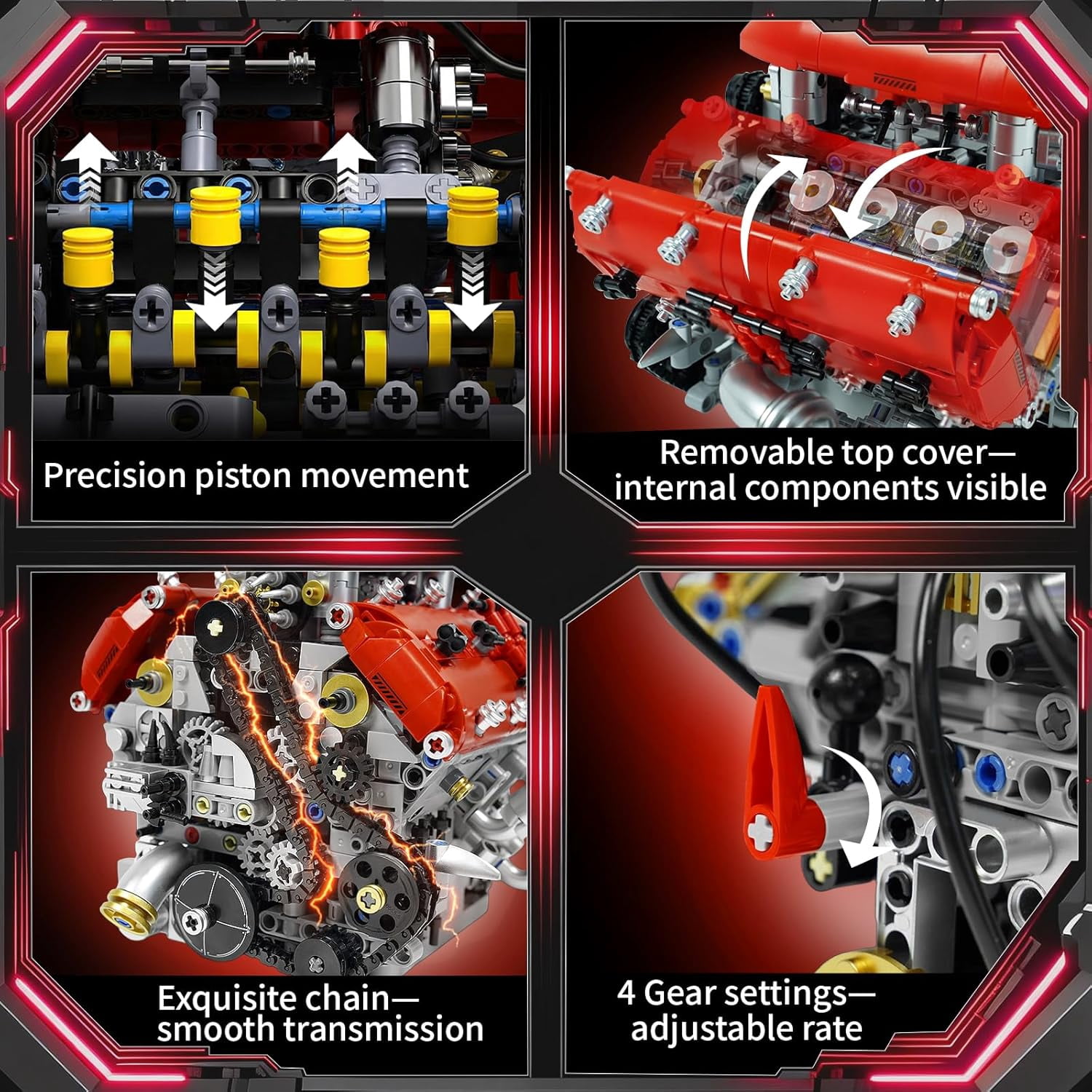 V8 Engine Model Kit, Build Your Own Visible Car Motor, Advanced STEM Mechanical Building Block Set for Adults, Collectible Engine Model for Display