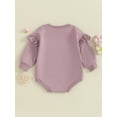 thumbnail image 4 of Gupgi Baby Girl Sweatshirt Romper Infant Ruffle Long Sleeve Crew Neck Letter Embroidery Jumpsuit, 4 of 9
