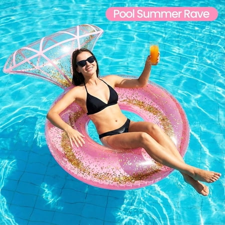 Inflatable Swimming Pool Float Ring Outdoor Swimming Pool Party Decoration Portable Inflatable Float,Sparkling Bachelorette Party and Wedding Decoration Gift for Brides Engagement Photo Props.