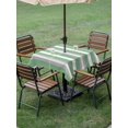 thumbnail image 5 of Green Grey Stripe Outdoor Tablecloth with Umbrella Hole, Farmhouse Modern Art Striped Spillproof Waterproof Outdoor Table Cover, Patio Tablecloths for Party/Garden/Picnic, Square 60"x60", 5 of 9