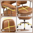 thumbnail image 6 of Homhum Mid Century Modern Fabric Office Chair, Adjustable Desk Chair for Home Office, Brown(Brown Frame), 6 of 8