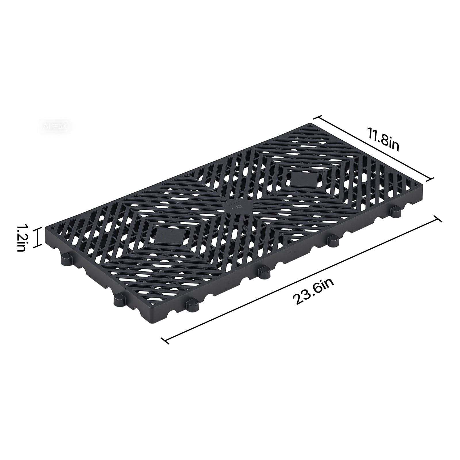 VEVOR Plastic Pallets, 6 Pcs Plastic Pallets for Basement Storage, Nestable Lightweight Waterproof Storage Pad with Breathable Grid for Indoor Outdoor Supermarket Warehouse, 23.6"x11.8"x1.2", Black