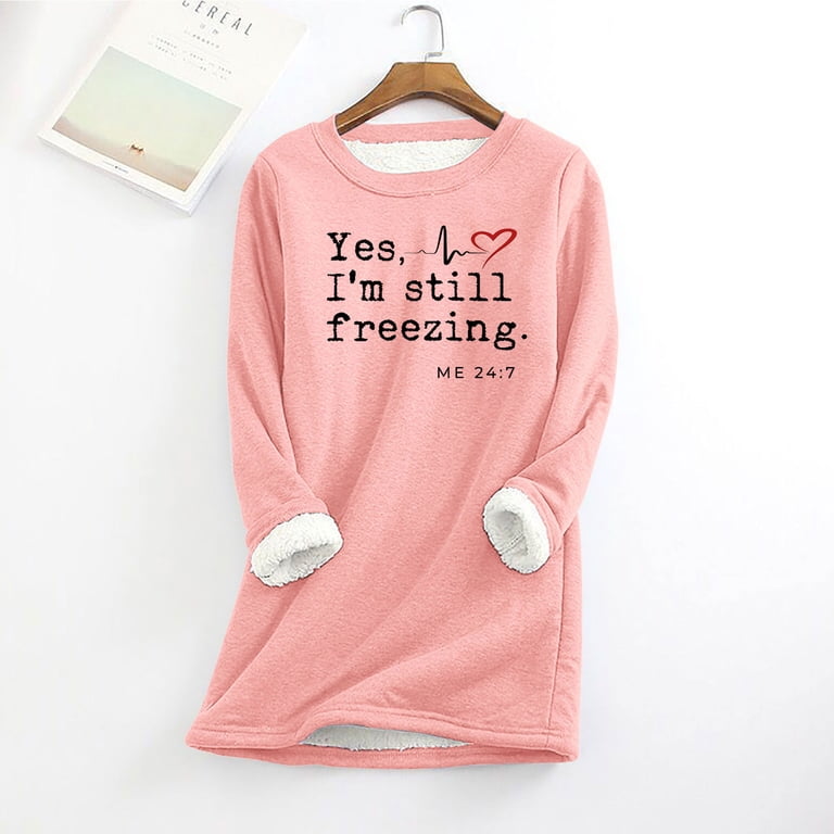 Women Winter Warm Sherpa Lined Fleece Sweatshirt Crewneck Long-222974