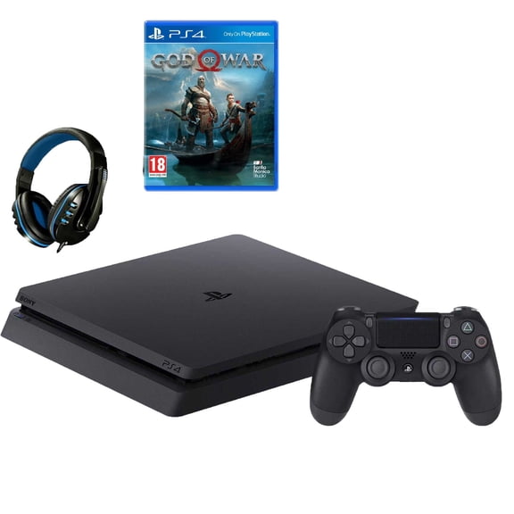 Sony 2215A PlayStation 4 Slim 500GB Gaming Console Black withGod Of War Game BOLT AXTION Bundle Lke New