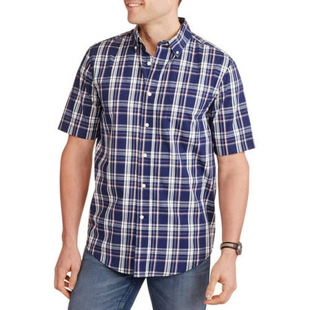 George - Men's Short Sleeve Plaid Woven Shirt - Walmart.com