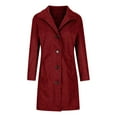 thumbnail image 4 of FAOWME Women's Vintage Coat With Pockets Long Sleeve Turndown Collar Solid Color Mid Length Slim Comfortable Elegant Jacket For Autumn Winter Daily Wear,Red,S, 4 of 5