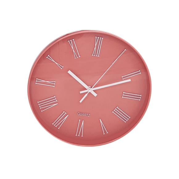 Reloj Análogo de Pared Plástico Clásico con Cuarzo rosa