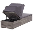 thumbnail image 3 of Benjara Casey Sun Chaise Lounger with Canopy- Cushion- Gray Rattan- 77 Inch, 3 of 6