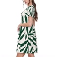 thumbnail image 2 of Lsque Palm Branch With Leaves Print Women's Casual Dress T-Shirt Summer Short Sleeve Scoop Neck Swing Dresses, 2 of 6