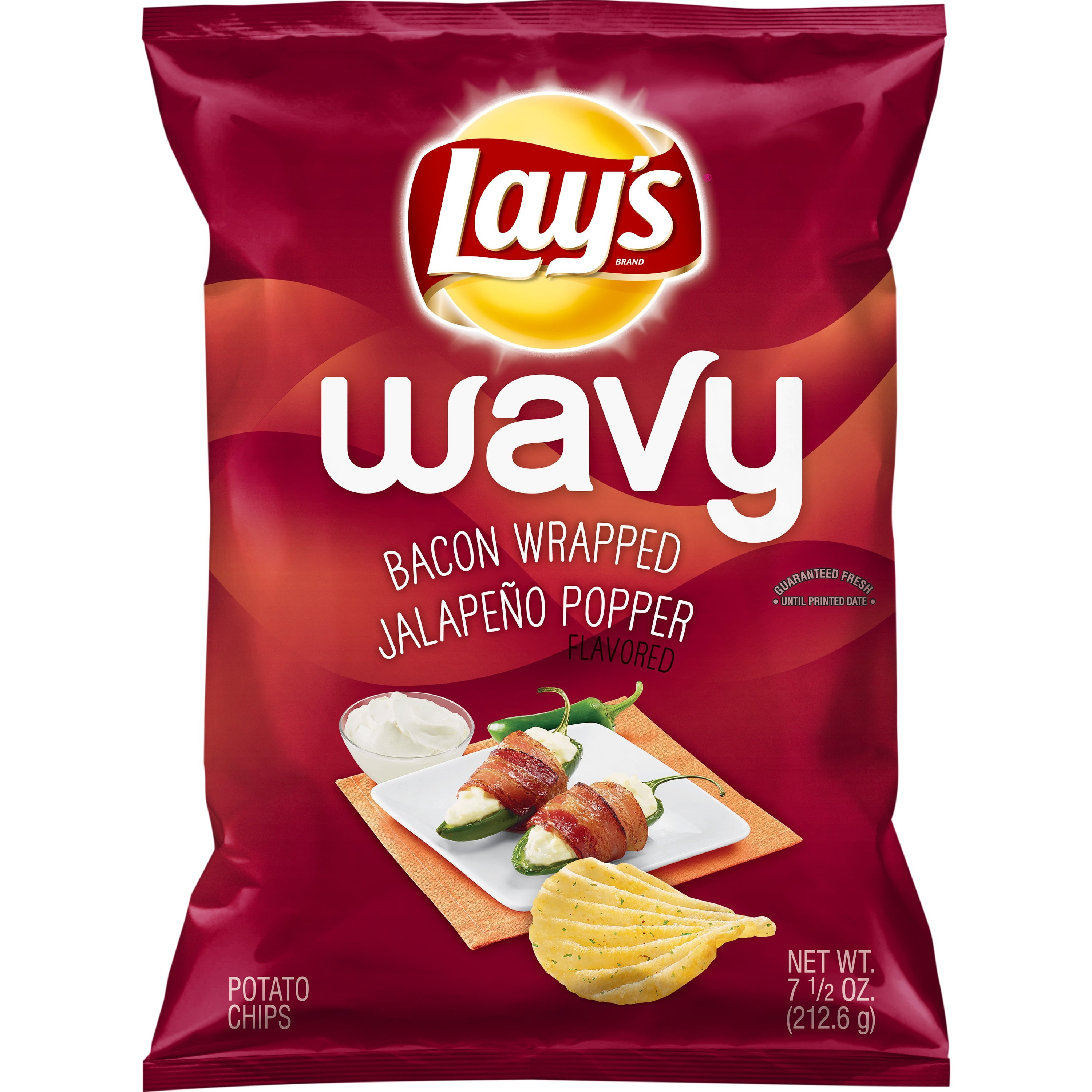 Lay's Bacon Wrapped Jalapeno Popper Wavy Potato Chips, 7.5 oz Bag