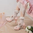 thumbnail image 5 of SACFOF Kawii Shoes Bow Pearl Heels Lolita Platform Heels for Women Lace Cute Mary Janes Pumps, 5 of 6