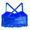 thumbnail image 4 of YiZYiF Kids Girls Sequin Shiny Dance Tops Cross Back Metallic Camisole Jazz Hip Hop Dance Crop Top Blue 16, 4 of 5