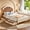 Beige & Deep Natural, variant on Bellemave Twin Size Wood Bed Frame with 2 Storage Drawers, Modern Platform Bed with Round Headboard and Sturdy Wooden Slats Support, No Box Spring Required(White & Natural)