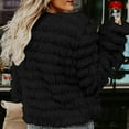 thumbnail image 4 of Fuzzy Jacket, Comdrip Women's Solid Plush Coat Temperament Long Sleeve Cardigan Warm Top Faux Fur Jacket Black XL, 4 of 5
