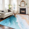 thumbnail image 3 of Area Rug 60×96in, Summer Ombre Blue Wavy Beach Floor Carpet Living Room Rug, Classical Wave Texture Non-Slip Welcome Mat Indoor Rugs for Bedroom Dining Room, 3 of 9