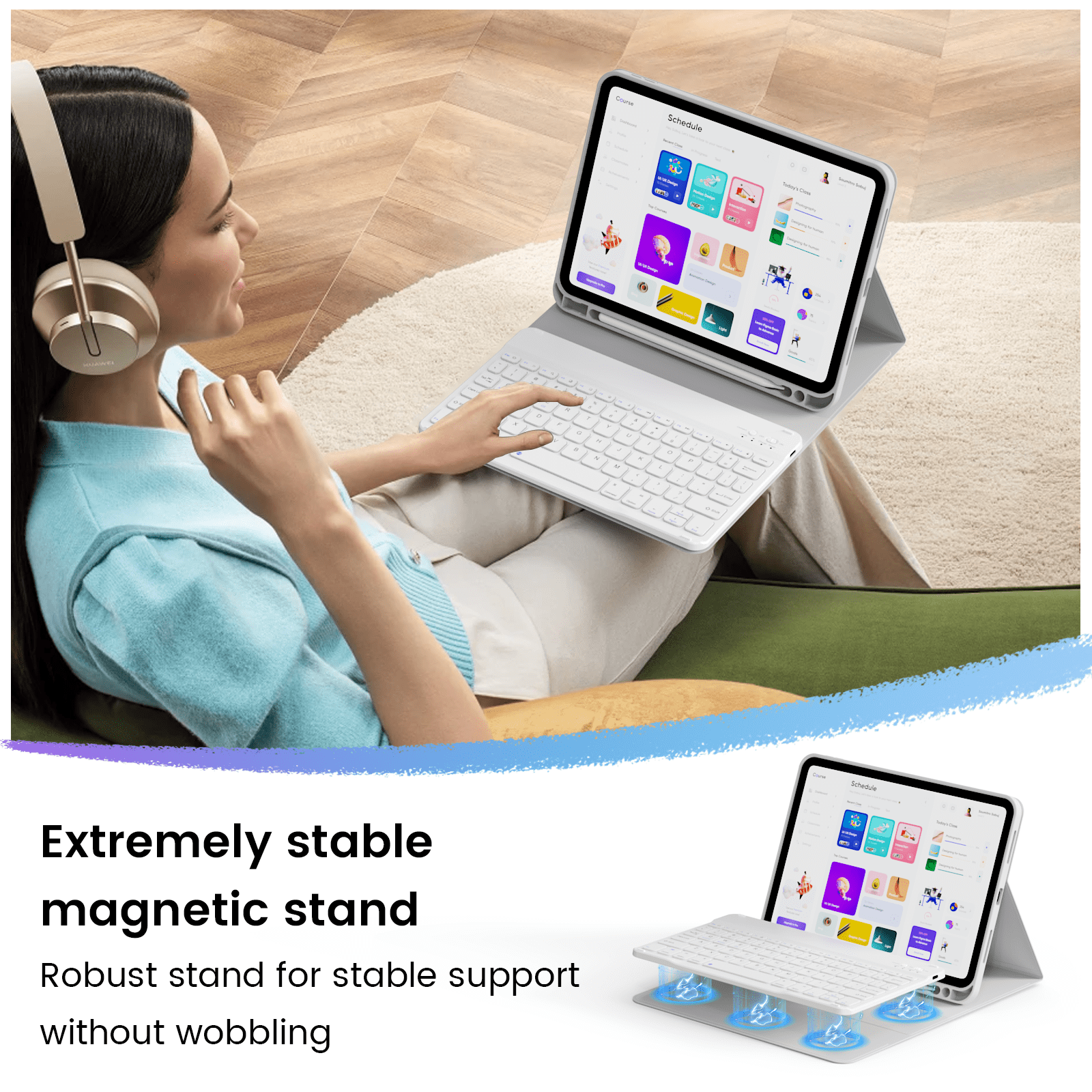 SZPSGC for iPad A16 11th 10th Generation Case with Keyboard, Soft TPU Back Cover with Pencil Holder, Magnetically Detachable Folio Keyboard case for iPad 11th Gen 11 Inch/10th Gen 10.9 Inch,Gray
