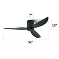thumbnail image 3 of 52" Low Profile Ceiling Fan No Light, Black Flush Mount Ceiling Fans without Lights, 3 of 6