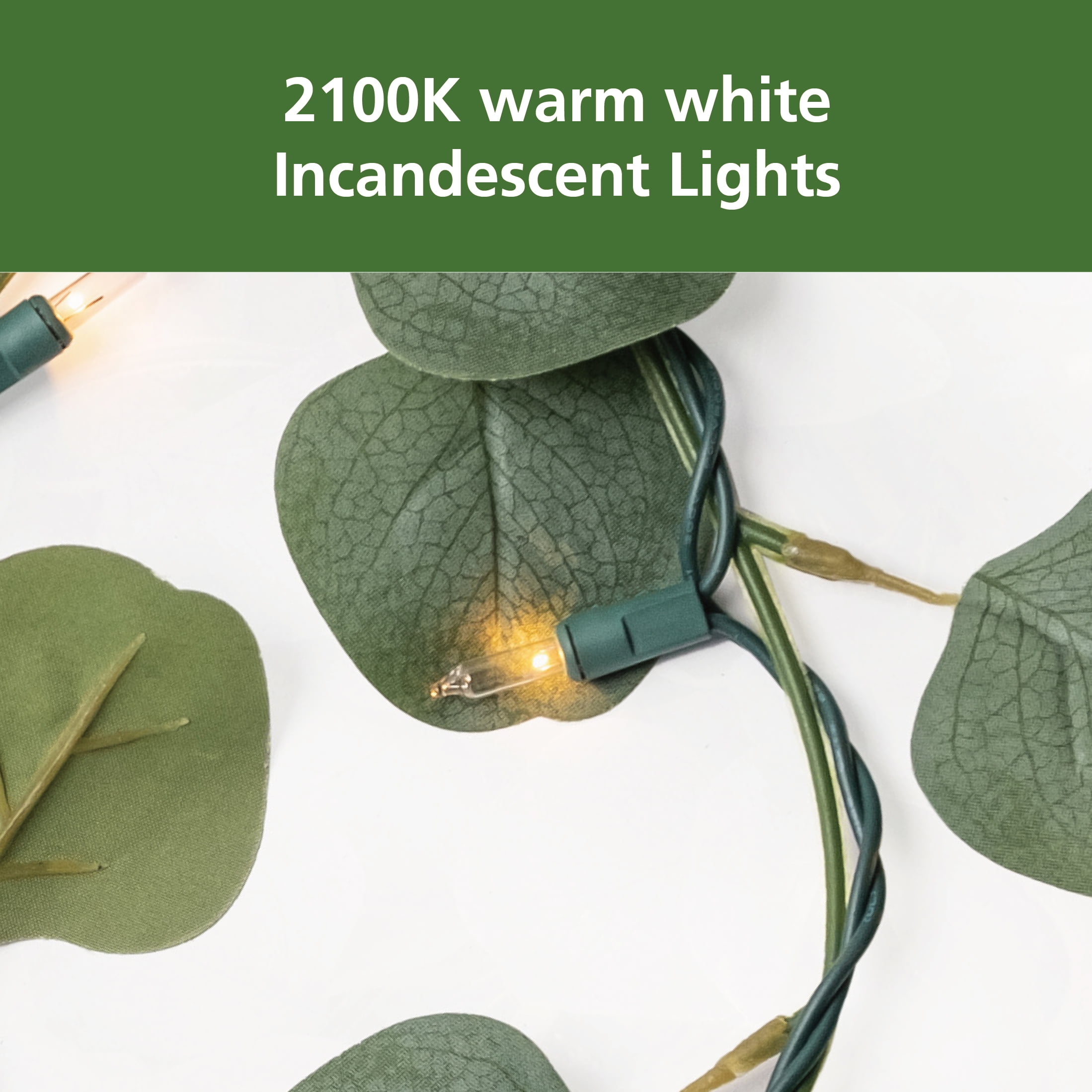 Mainstays Eucalyptus Curtain String Lights - Holiday Curtain Lighting
