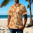 thumbnail image 4 of Beach Shirt Men's Hawaiian Shirt Short Sleeve Button Tropical Shirt Casual,Orange,L, 4 of 5