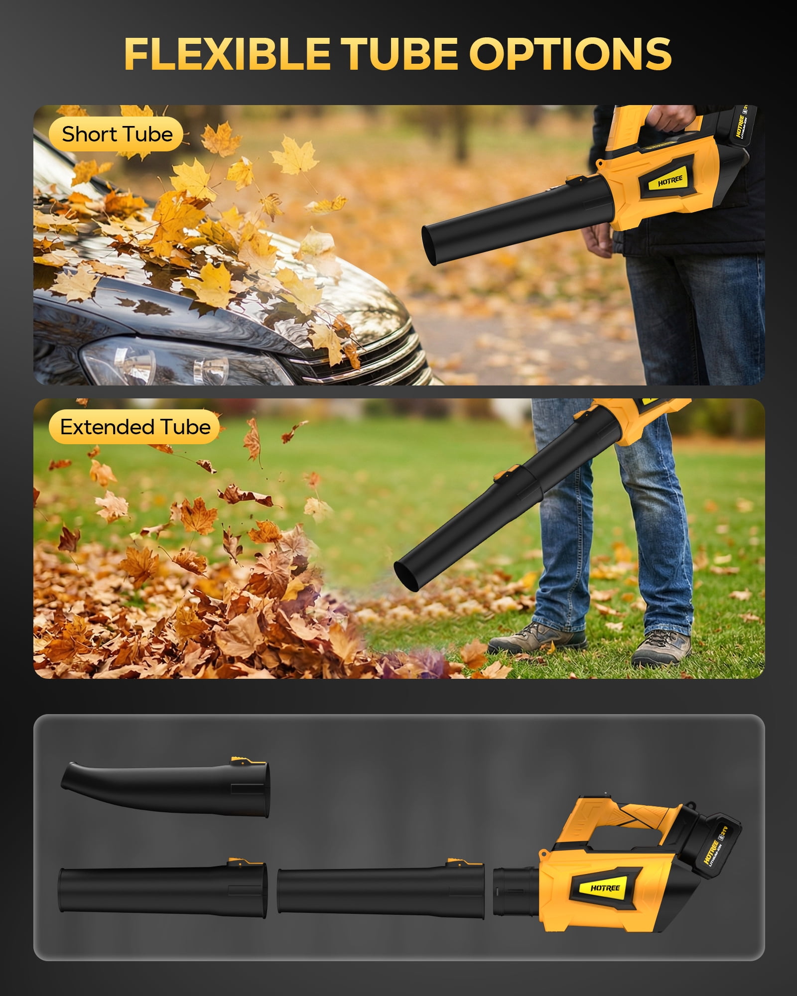 HOTREE Cordless Leaf Blower 600CFM 170MPH 6-Speed Leaf Blower 2x2.0Ah  Lightweight for Lawn Patio Garage