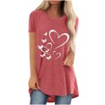thumbnail image 1 of Mujeres moda Casual impresión camisas manga corta suelta Tee Tops túnica blusa Pompotops hfajkhk136421, 1 of 4