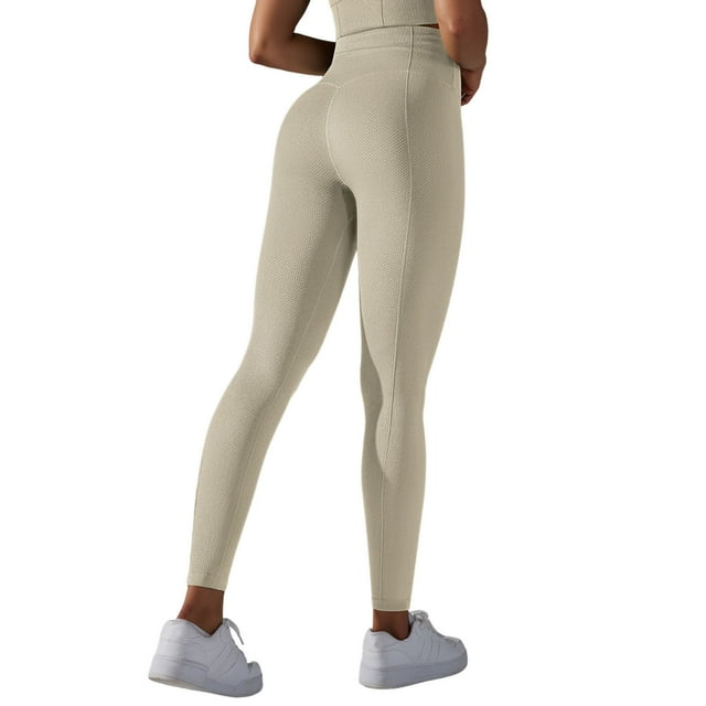 Nuevos pantalones de yoga de cintura alta sin costuras para mujer - Efecto lifting, tejido que absorbe el sudor - Leggings opacos para gimnasio/yoga