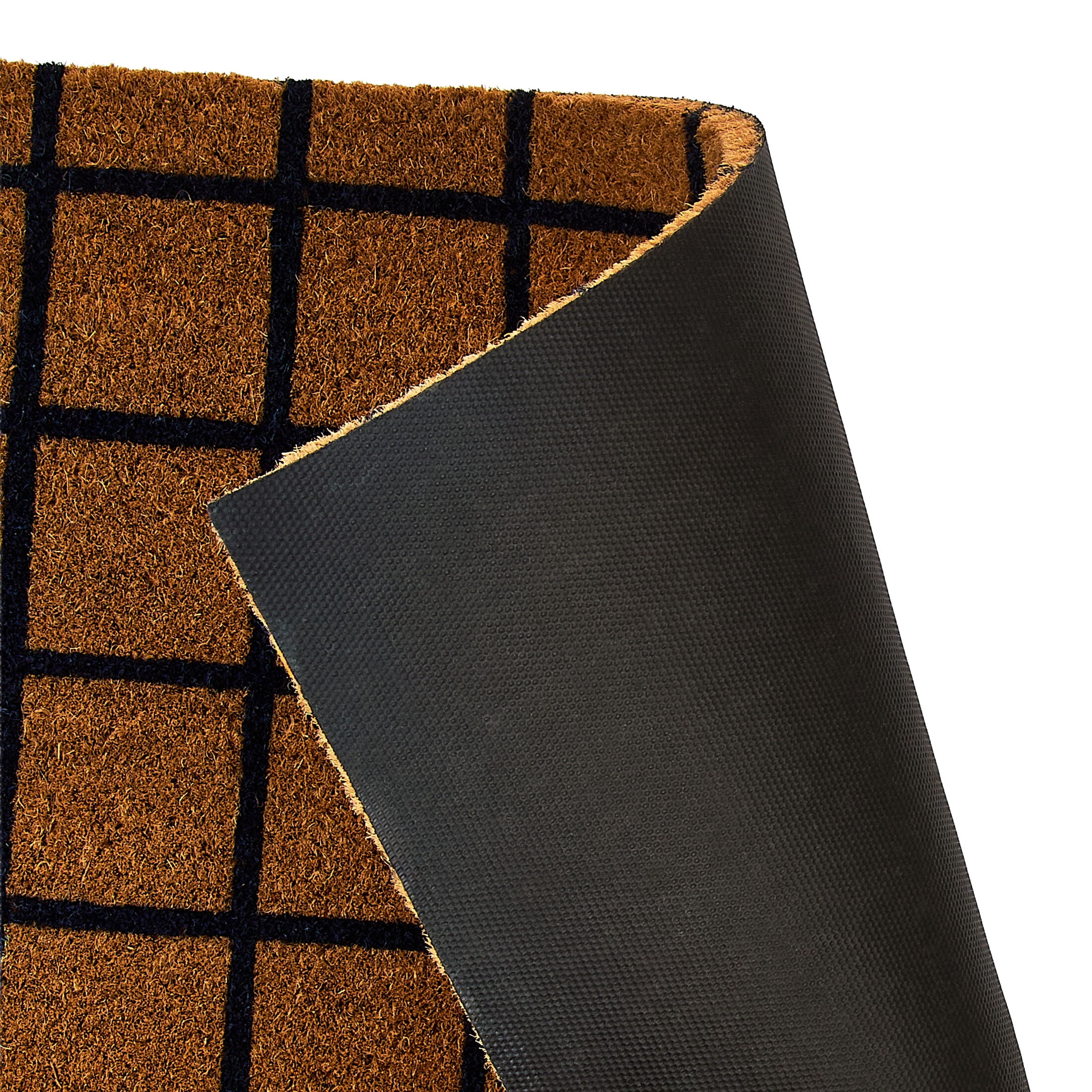 Mainstays Natural and Blue Grid Coir Outdoor Doormat, 18" x 30"