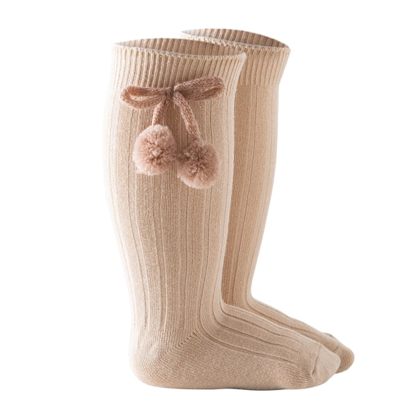 Generic Crew Socks Toddler Baby Kids Girls Solid Knee-High Socks Stockings Mid-Calf Length Princess Sock for Crew Socks Fashion Comfortable Ankle Sock ๏ปฟ(12-24 Months,Khaki)