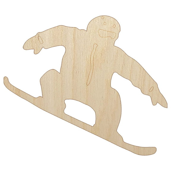 Snowboarder Jumping Extreme Winter Sports Wood Shape Unfinished Piece Cutout Craft DIY Projects - 4.70 Inch Size - 1/8 Inch Thick