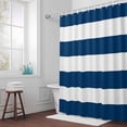 thumbnail image 5 of Classical Stripe Fabric Shower Curtain Navy Blue Washable Shower Curtains for Bathroom, Waterproof Bath Curtain with Hooks Home Decor 72x72in, 5 of 8