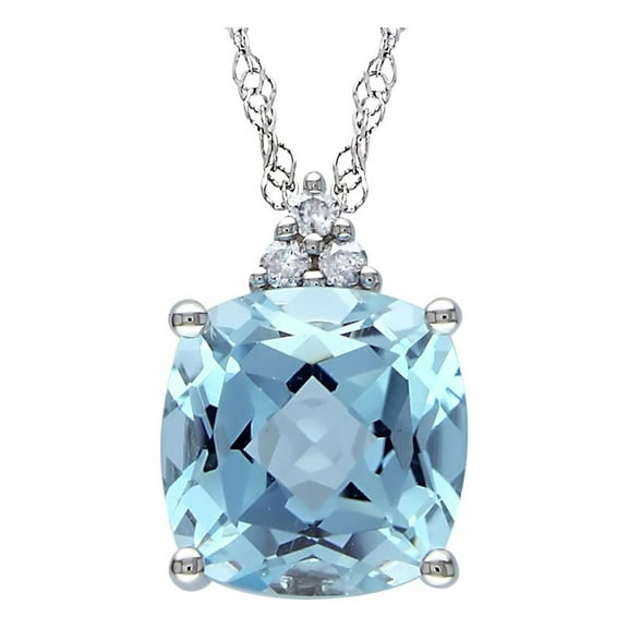 2.5 Carat (Ctw) Blue Topaz and Diamond Pendant Necklace in 10K White Gold with Chain for Women