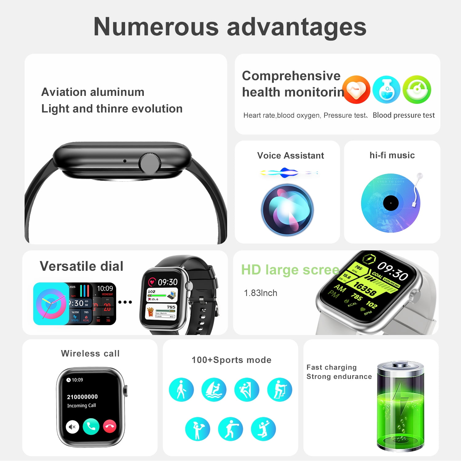 G104 Bluetooth call smartwatch,IP68 waterproof, Android and iOS, outdoor exercise monitor