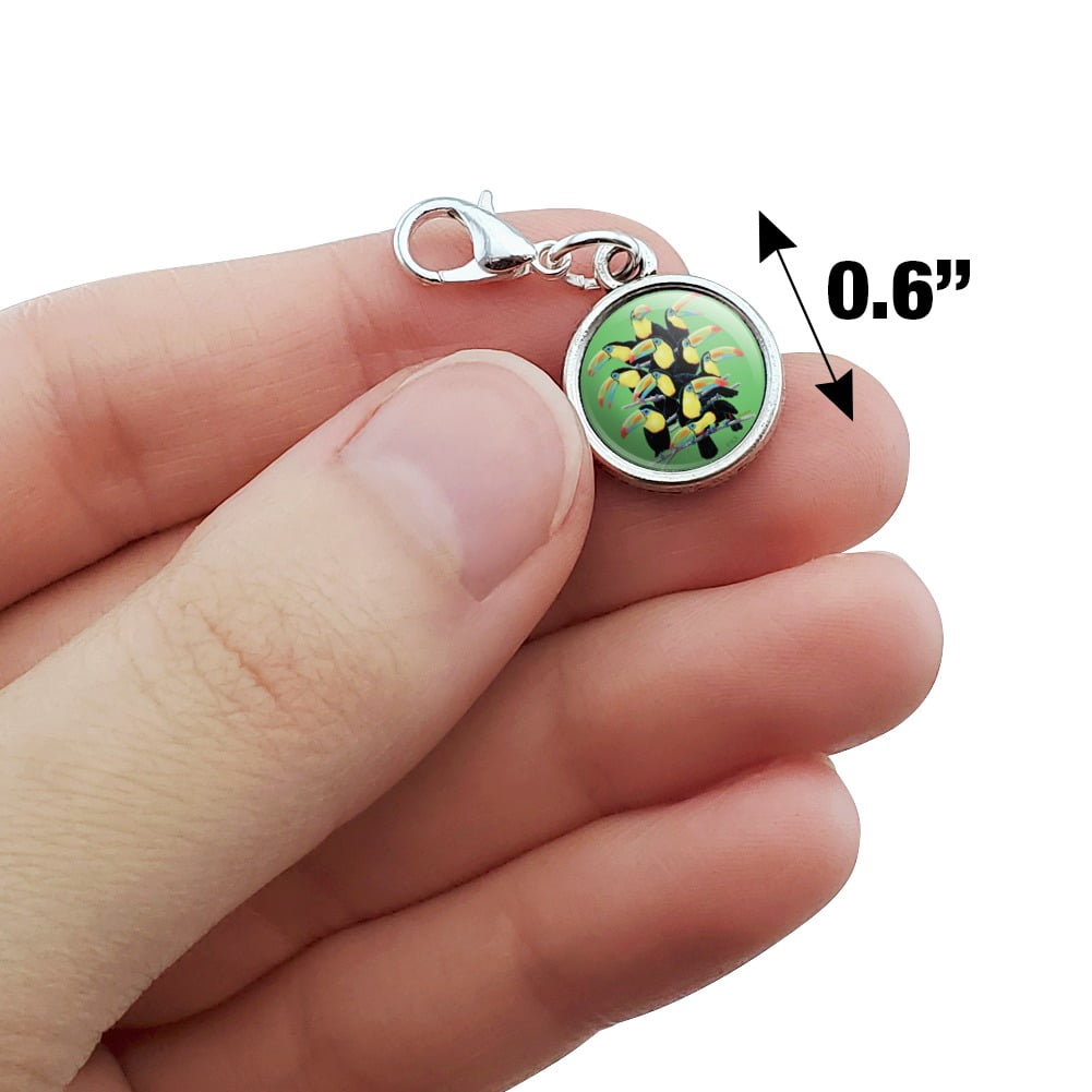 GRAPHICS /& MORE Colorful Toucan Town Rainforest Birds Antiqued Bracelet Pendant Zipper Pull Charm with Lobster Clasp