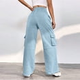 thumbnail image 7 of Biziza Pants for Women High-Waisted Womens Cargo Pants Cinch Bottom Sweatpants Sweatpants Elastic Waist Drawstring with Pockets Sky Blue XL, 7 of 7