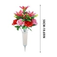thumbnail image 3 of Artificial Bouquet, Peacock Rose Fake Floral Arrangement, Outdoor Cemetery Memorial Decor, Realistic Faux Flower Stake for Grave, Holiday, Garden & Remembrance Use, 3 of 7