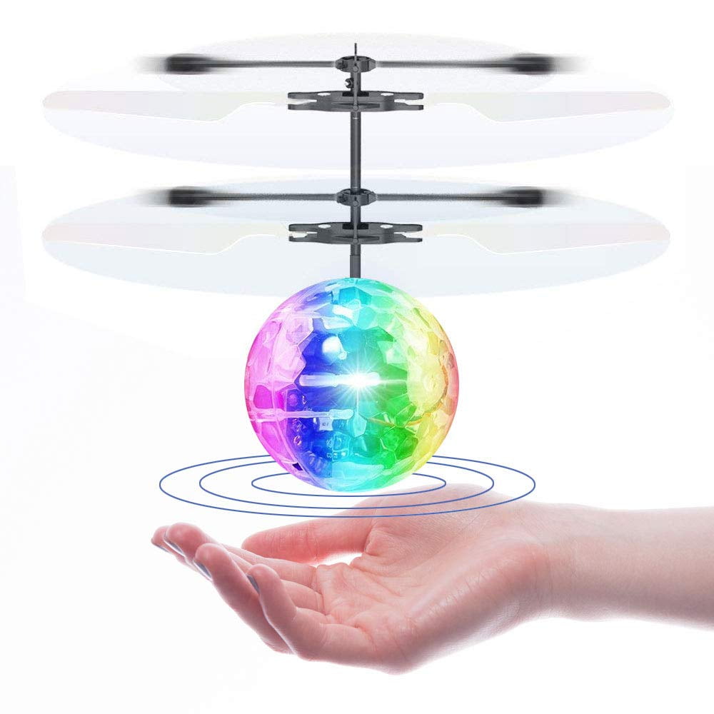 Interactive Infrared Induction Helicopter Micro Drone with Shining LED Lights and 360°Rotation Gold Flying Toys and Beginner Drones for Kids Birthday Gifts GhoSTar Toys Hand Controlled Flying Ball 