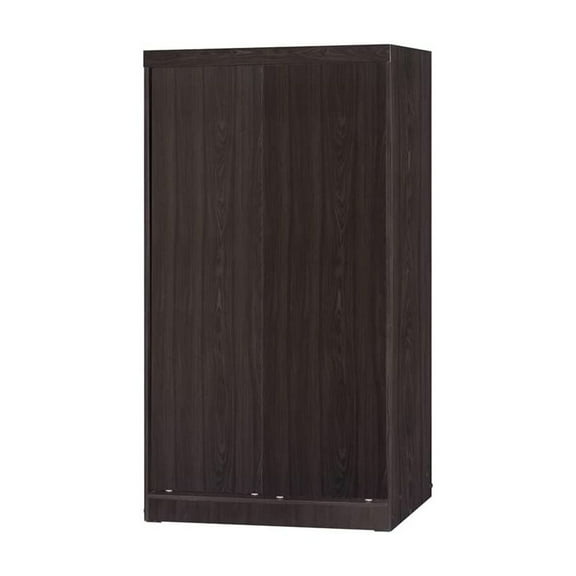 Woodpeckers Furniture and Mattress Wood Double Sliding Door Wardrobe - Modern Bedroom Armoire with Mirror, Tobacco Finish