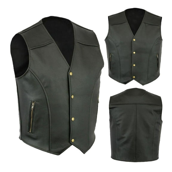 Black Men Fashion Casual Cool Solid Color Vest Motorcycle Fleet Punk Leather Vest Coat Vest