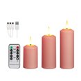 thumbnail image 1 of Velas Electrónicas para Interiores Y Exteriores LED 3 Piezas Regulables Con Cable USB Rosa, 1 of 9