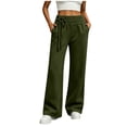 thumbnail image 2 of SYwaren Women's Loose Wide Leg Sweatpants Casual Baggy Elastic Waist Drawstring Solid Color Winter Flowy Fashion Everyday Lounge Pants with Pockets, 2 of 8