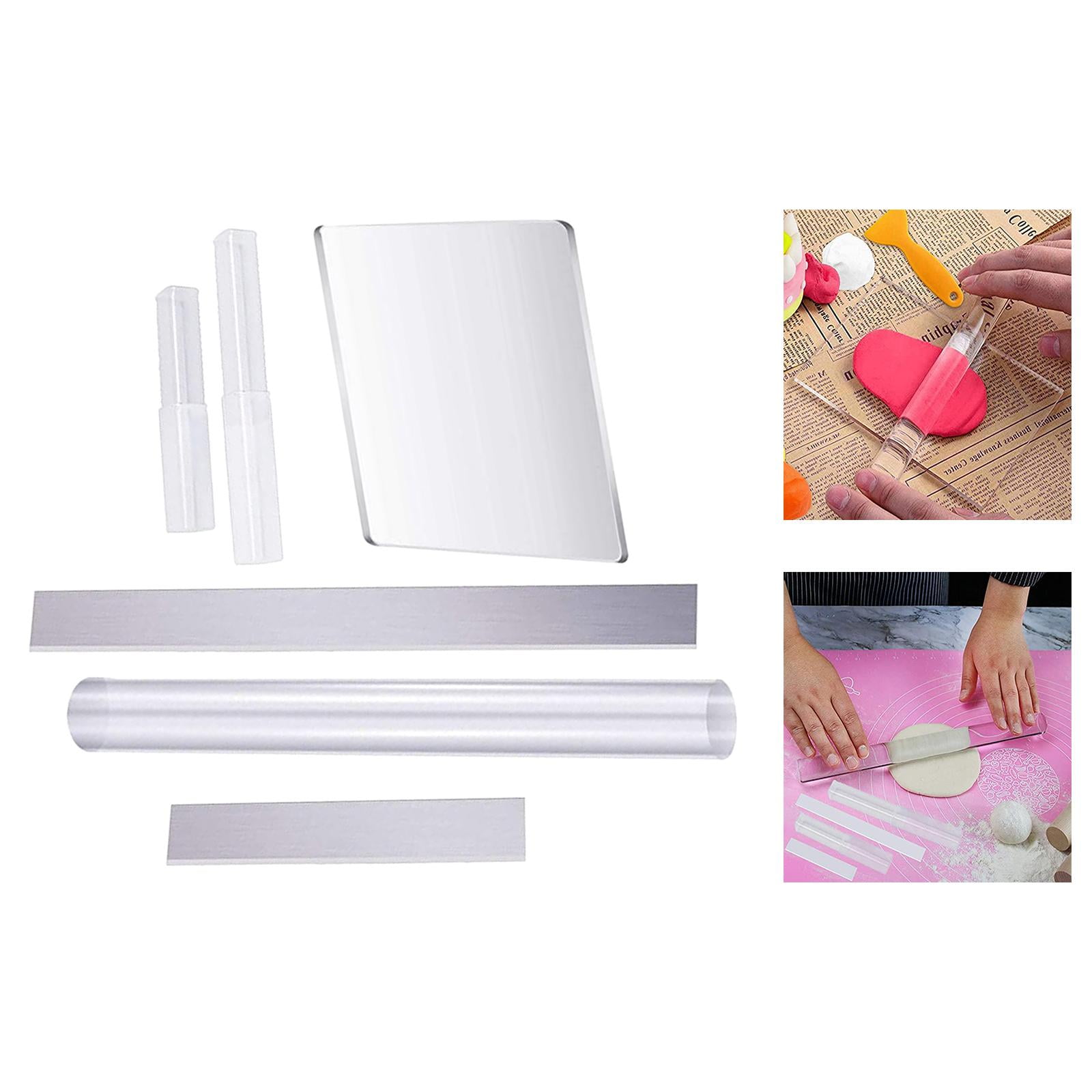 8-Piece Acrylic Clay Tool Set | Includes 2 Rollers, 2 Acrylic Sheets & 4 Polymer Clay Cutters For Shaping And Sculpting