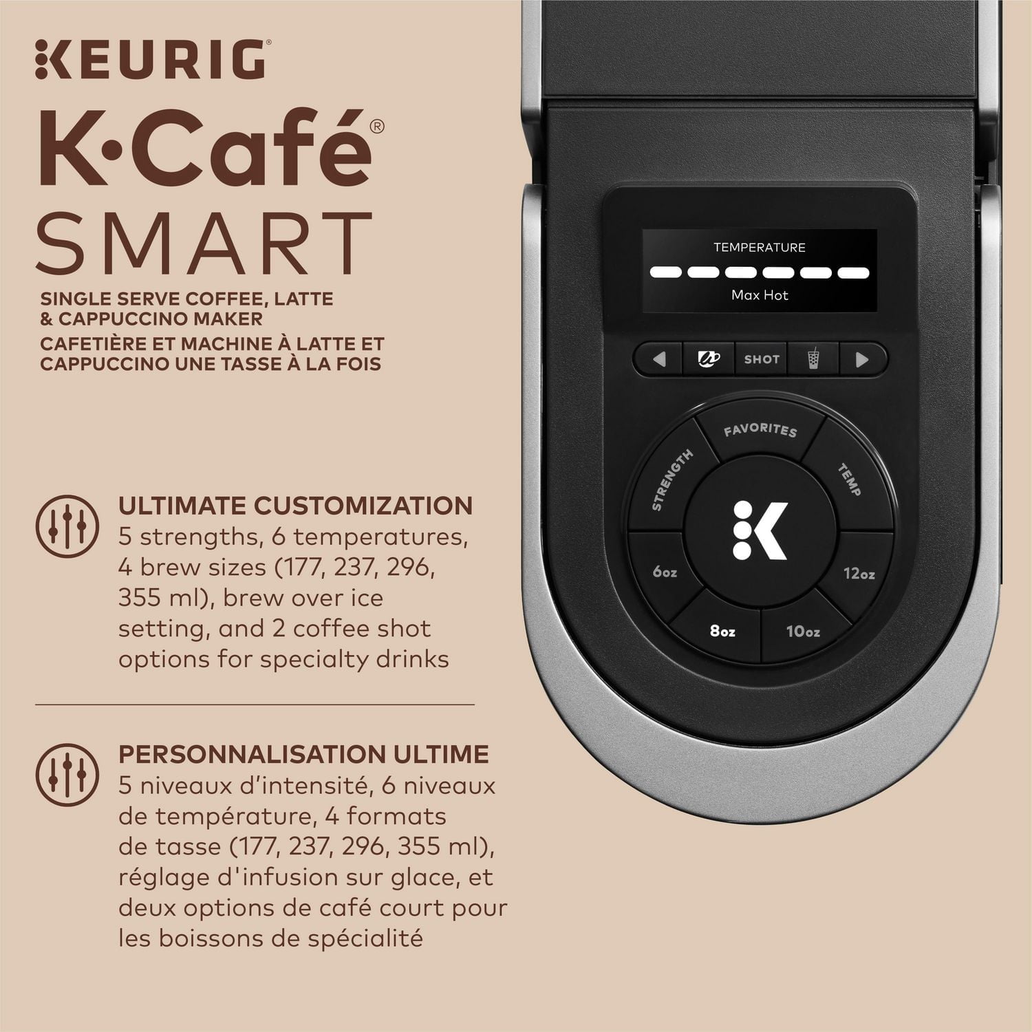 Keurig K-Café SMART, Single Serve K-Cup Pod Coffee, Latte and Cappuccino Maker