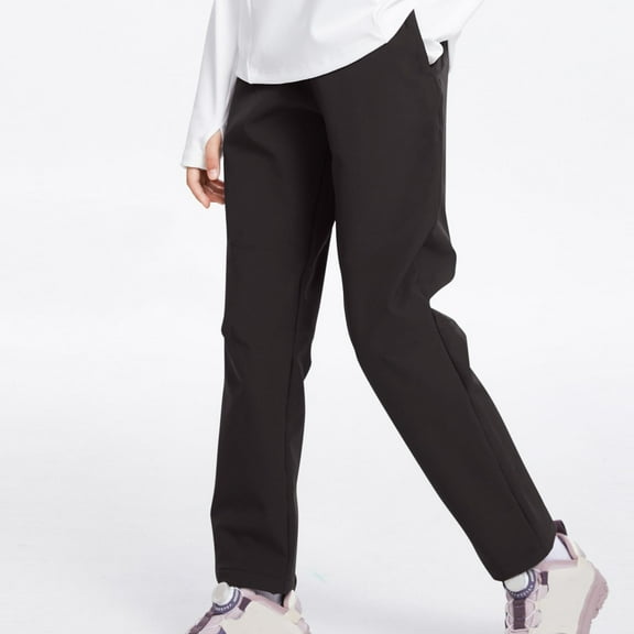 Sentmoon Sweatpants for Girls Elastic Waist with Pockets Jogger Pants Straight Fit Wide Leg Solid Color Workout Pants Fashion Child for Leisure Wear Black 2 Years