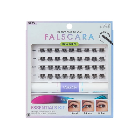 Kiss Falscara False Eyelashes Lash Extension Kit, Faux Mink, 36 Lash Clusters