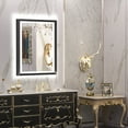 thumbnail image 3 of Keonjinn LED Vanity Mirror with Lights Black Metal Framed 30''x36'' Frontlit & Backlit Bathroom Mirror Baroque Gothic Antifog Stepless Dimmable White/Warm/Natural, Rectangle Wall Mounted, 3 of 9