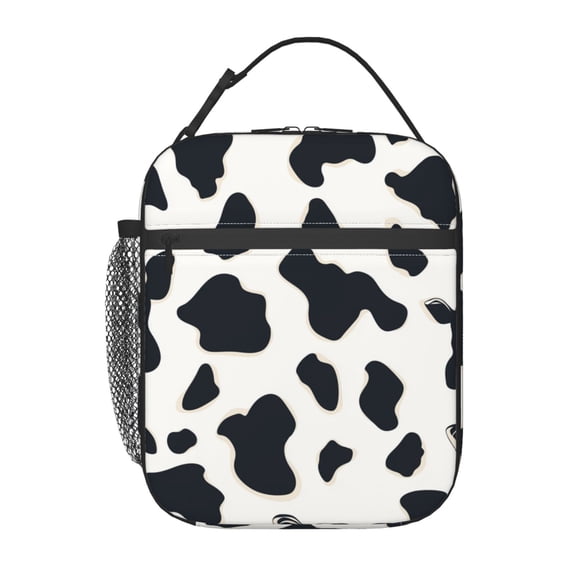 Cow Print Lunch Box Reusable Portable Lunch Bag Tote Bag for Work Picnic Hiking