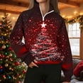 thumbnail image 4 of Womens Tops Christmas Print Lapel Zipper Long Sleeve Casual Pullover Sweatshirt,Sweatshirts for Women Red M, 4 of 6